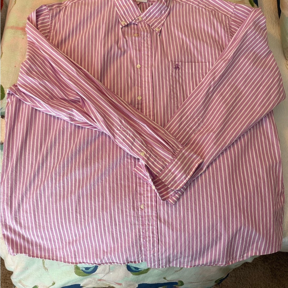 Brooks Brothers Men’s XXL Purple & White Striped Button-Down Shirt